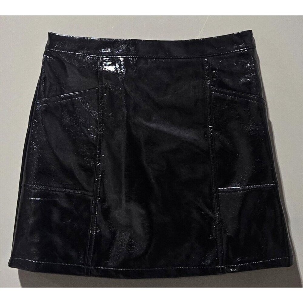 Art Class Black Metallic Faux Leather A-Line Skirt w/ Pockets